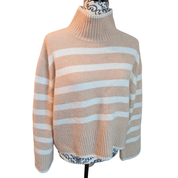 & Other Stories Sweater Chunky Grandpa Women M Effortless Beige Cream Striped - Picture 6 of 16
